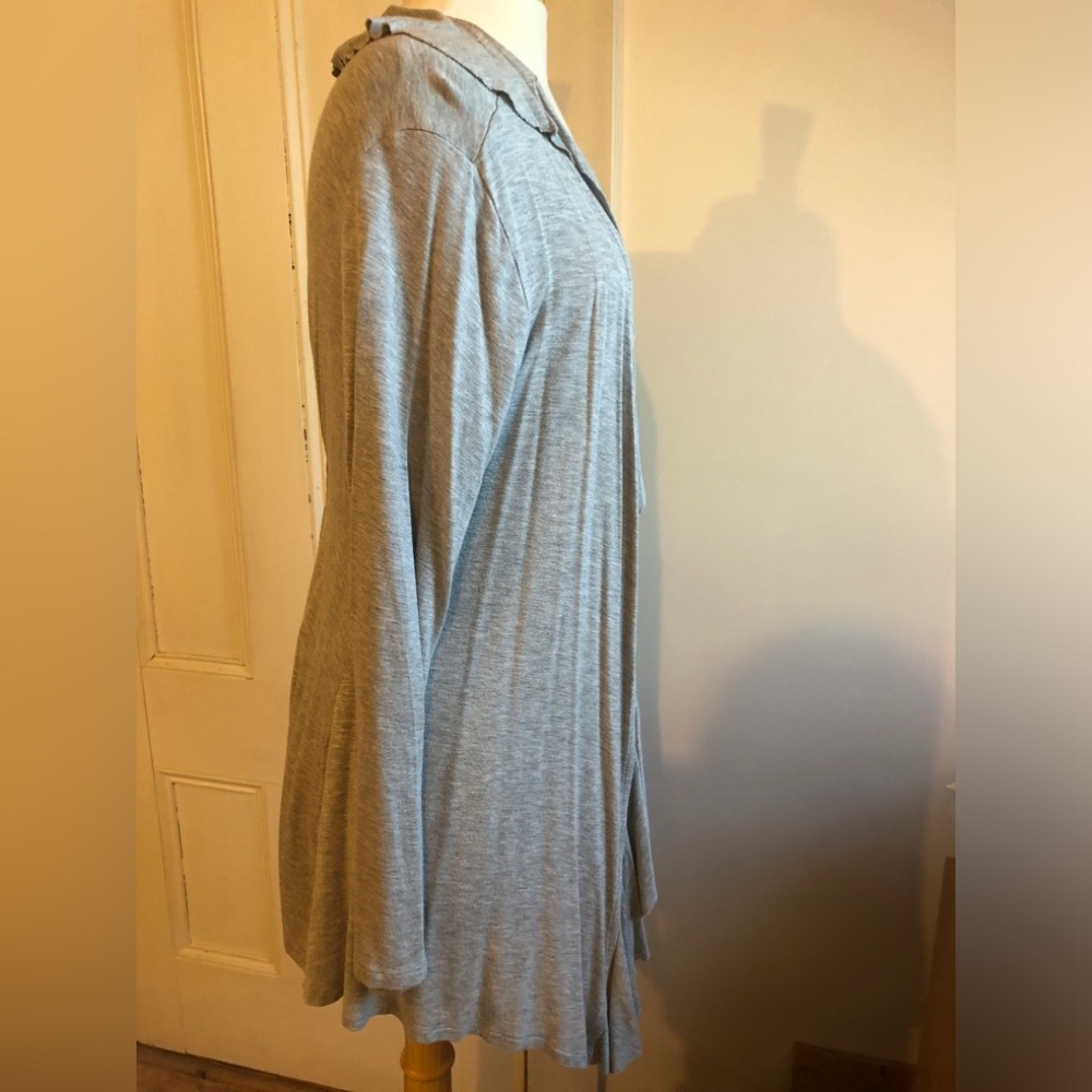 Gray Ruffle Cardigan Sweater - Picture 8 of 9